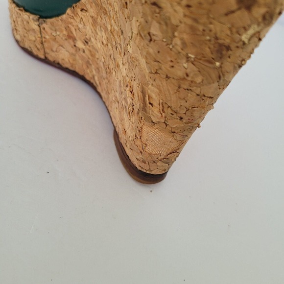 CHRISTIAN LOUBOUTIN Slingback Green Patent Cork Wedge Platform Shoe EU35,5 US 5 - Picture 7 of 10